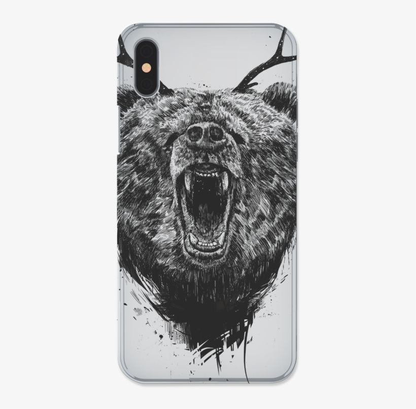Case Transparente Angry Bear With Antlers De Balázs - Bear With Antlers, transparent png download