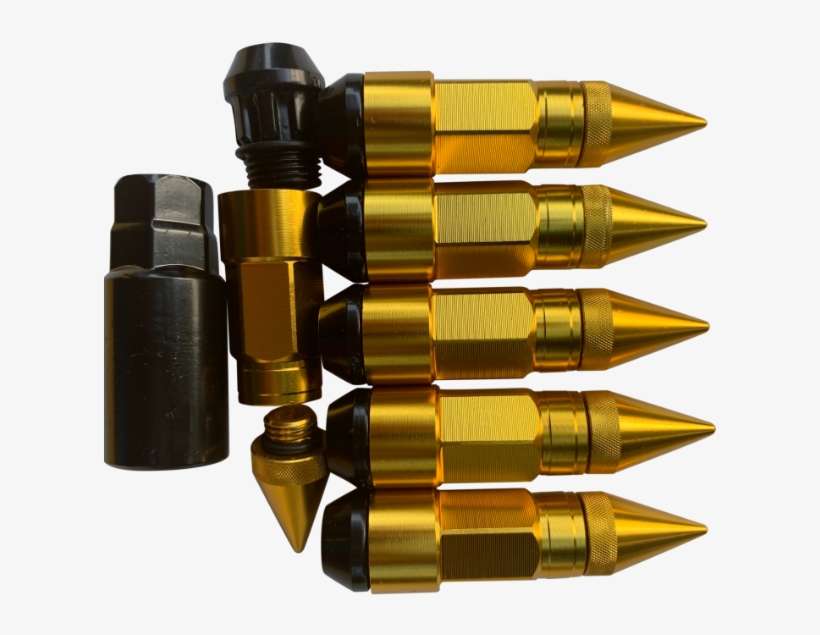Gold Spike Style Lug Nuts - Bullet, transparent png download