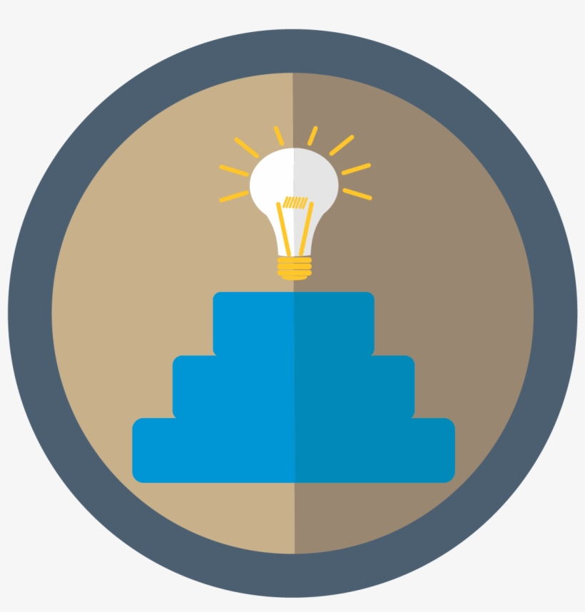 Circle Icon With A Lightbulb At The Top Of A Stair-step - Strategic Initiatives Icon, transparent png download
