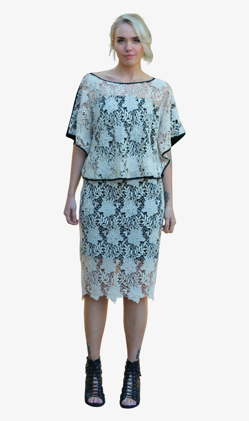 Aria Gold Lace Kaftan Style Top - Day Dress, transparent png download