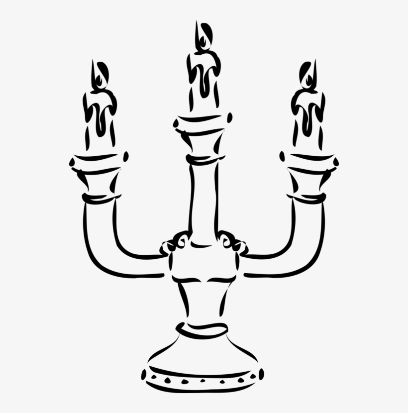 Candelabra Candlestick Light Fixture Chandelier - Candelabra Clip Art Black And White, transparent png download