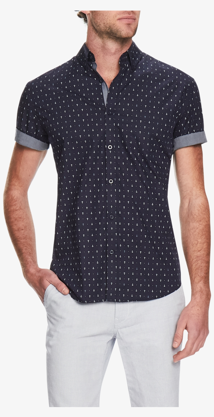 Blue Anchor Print Shirt - Gentleman, transparent png download