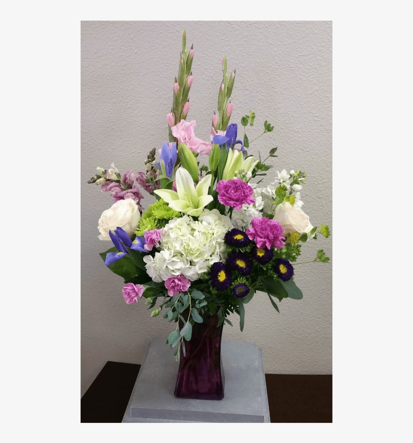 Magnificent Arrangement With Roses, Lilies, Gladiolus, - Bouquet, transparent png download