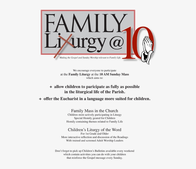 Each Sunday The Family Mass At - Graphic Design, transparent png download