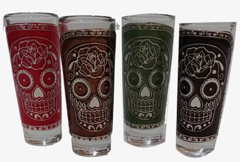 Day Of The Dead Shot Glasses Tin Foil Skull Design - Pint Glass, transparent png download