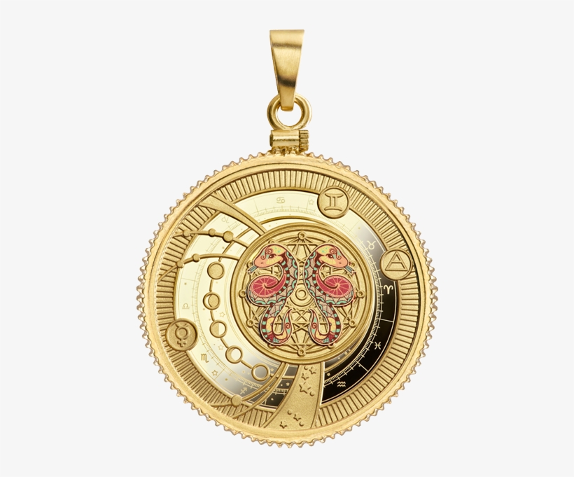 Gemini Zodiac Silver Gilded Coin Pendant In Case - Mennica Papieska Znaki Zodiaku, transparent png download