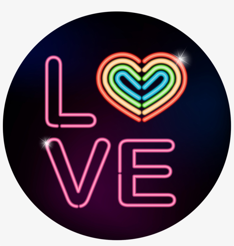 Collapsible Grip & Stand For Phones And Tablets - Rainbow Heart Neon, transparent png download