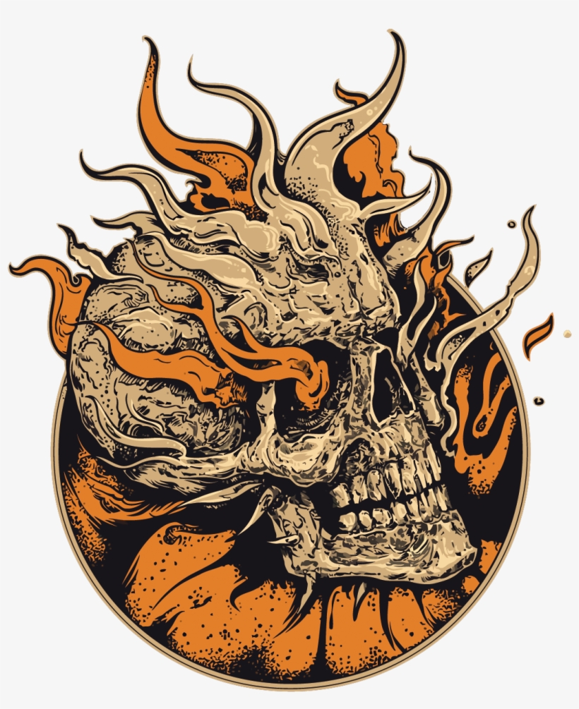 Art Skeleton Skull Illustration Vector Flame Human - Tengkorak Api Png, transparent png download
