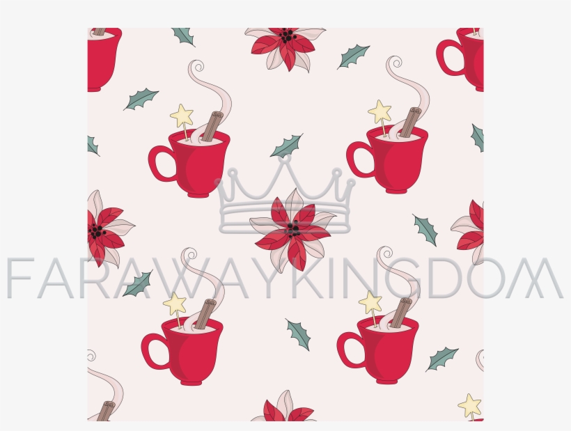 Christmas Mug New Year Seamless Pattern Vector Illustration - Cups Christmas Mugs Scrapbook Papers, transparent png download