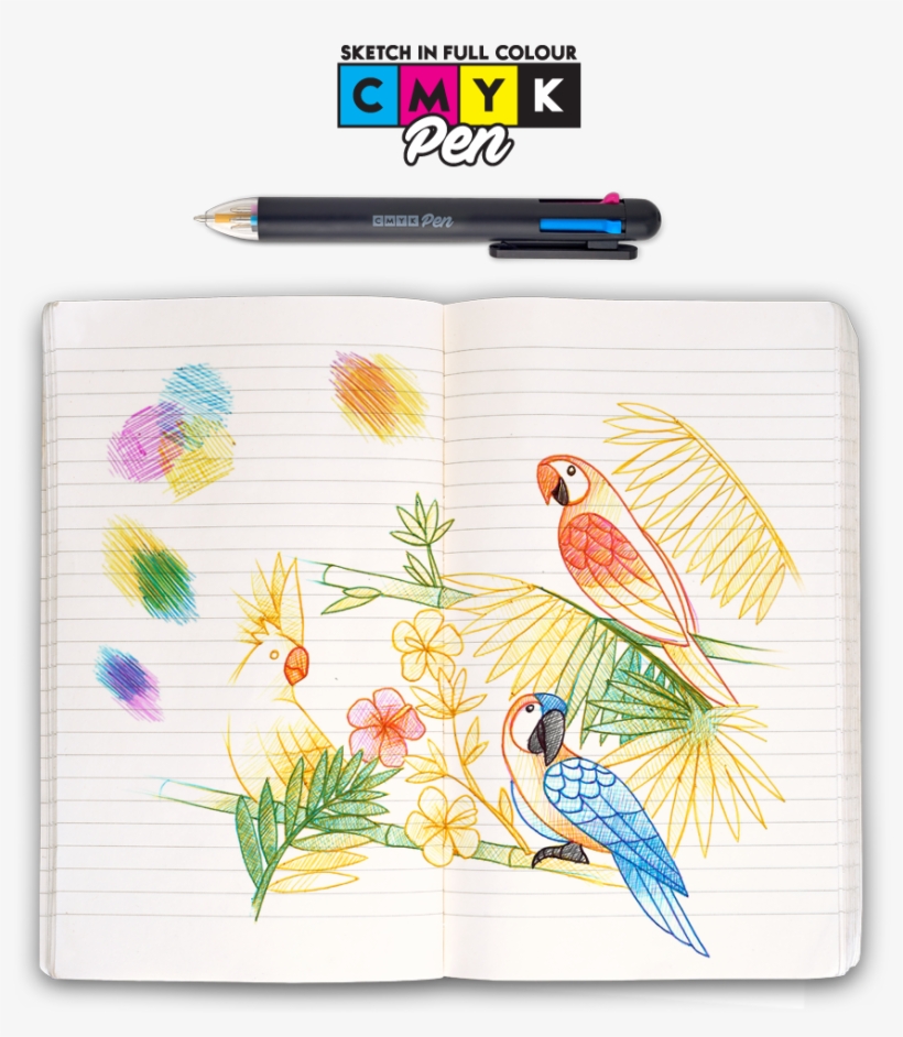 4 Colour Ballpoint Pen - Floral Design, transparent png download
