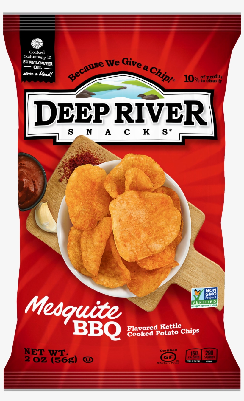 Mesquite Bbq Kettle Chips, 2oz, 24 Ct - Deep River Kettle Chips 8 Oz, transparent png download