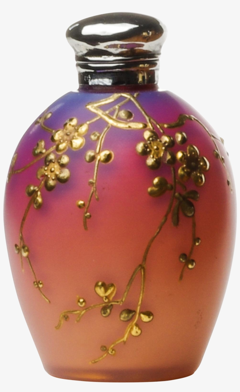 Silver Mounted Peachblow Glass Perfume Bottle With - Vase, transparent png download