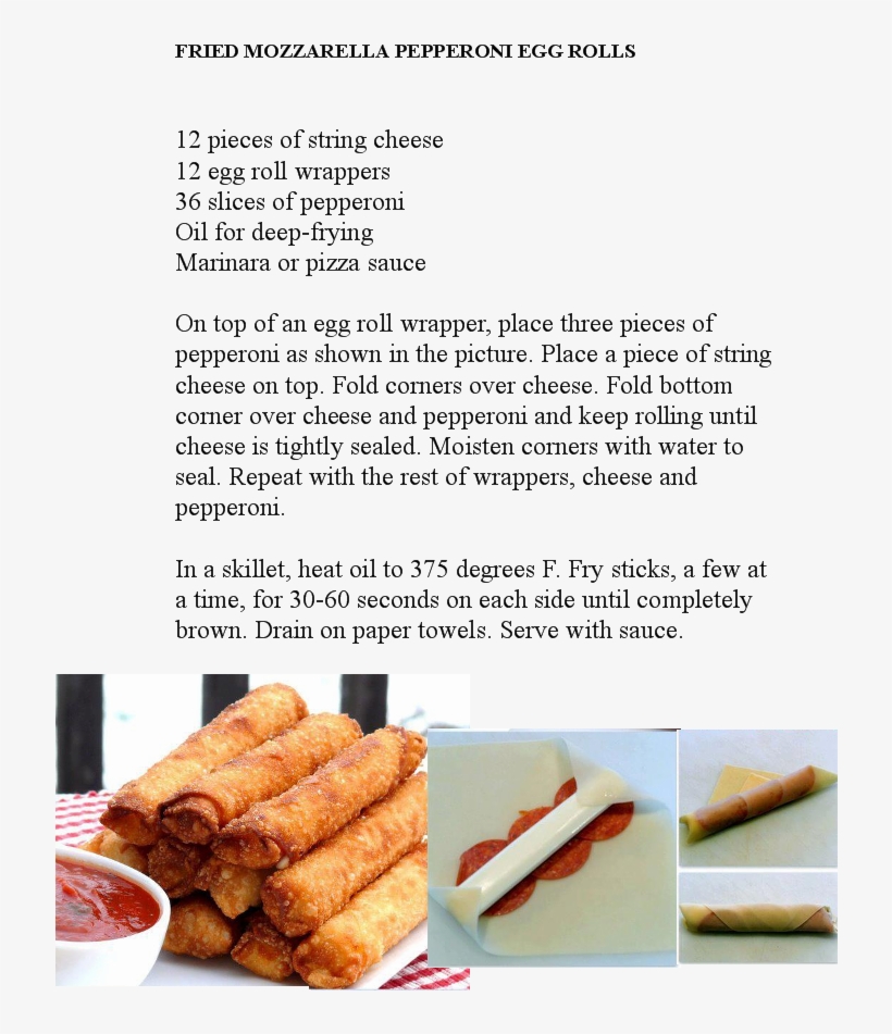 Fried Mozzarella Pepperoni Egg Rolls - Mozzarella, transparent png download