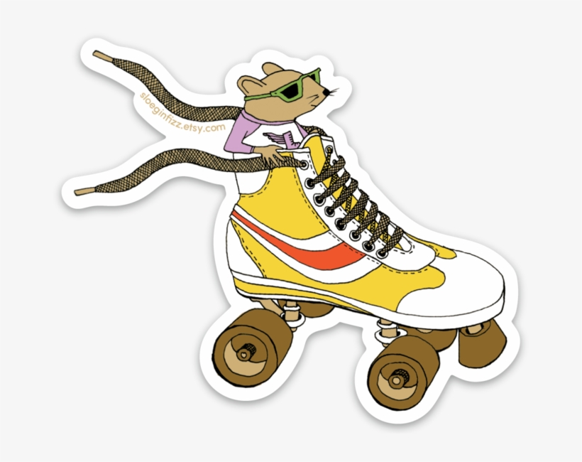 Mouse Racing In A Roller Skate Vinyl Sticker, transparent png download