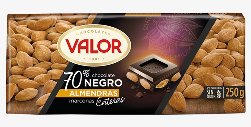 70% Dark Chocolate With Almonds - Chocolate Negro Con Avellanas Valor, transparent png download