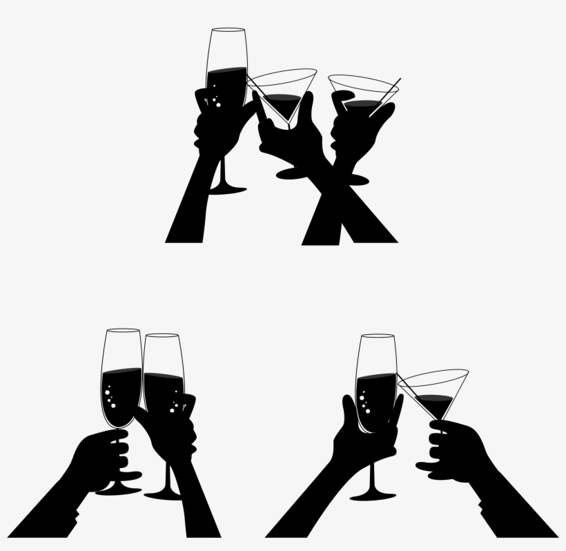 Champagne Euclidean Vector Toast Cup - Brindis Silueta Blanco Y Negro Png, transparent png download