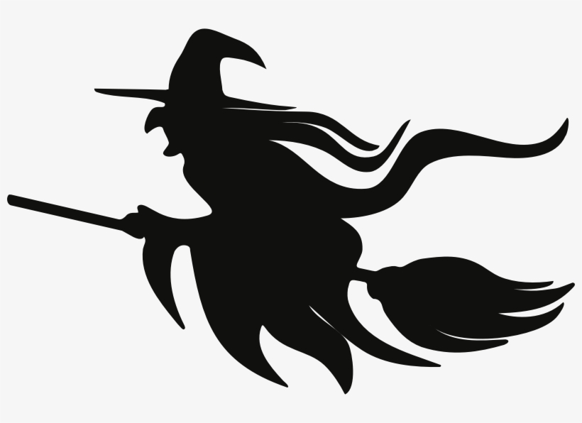 Witch On Broomstick Silhouette - Witch On Broomstick, transparent png download