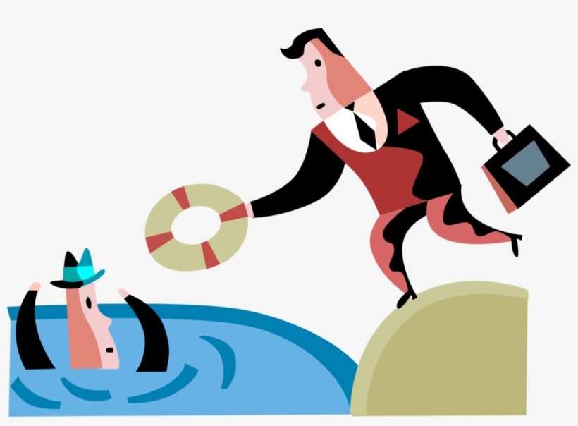 Vector Illustration Of Businessman Tosses Life Ring, transparent png download