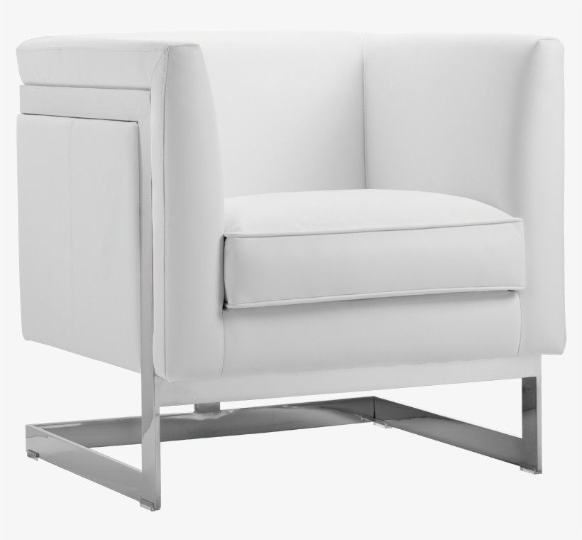 Aiken Armchair White Leather - White Armchair Png, transparent png download