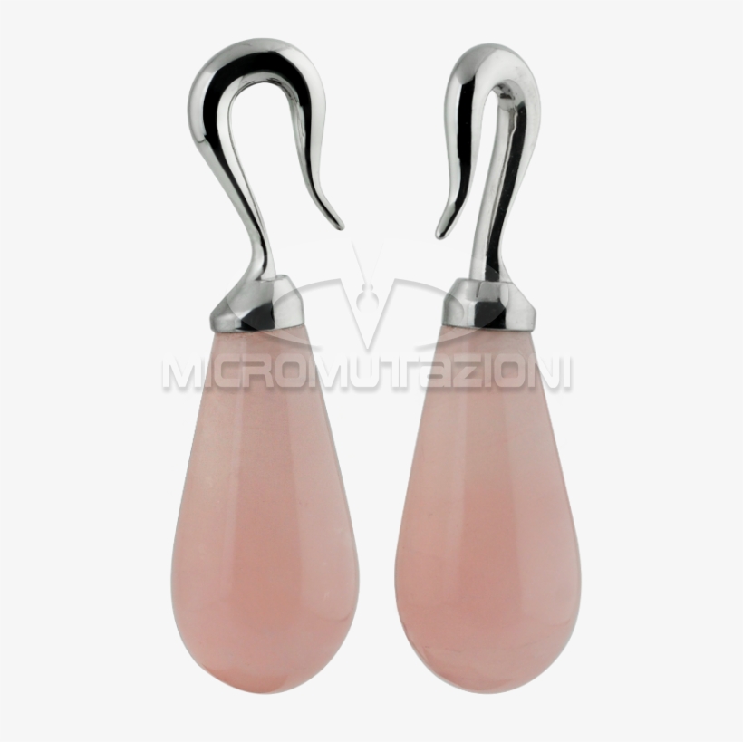 Natural Stone Rose Quartz Tear With Steel Hook Ear - Earrings, transparent png download