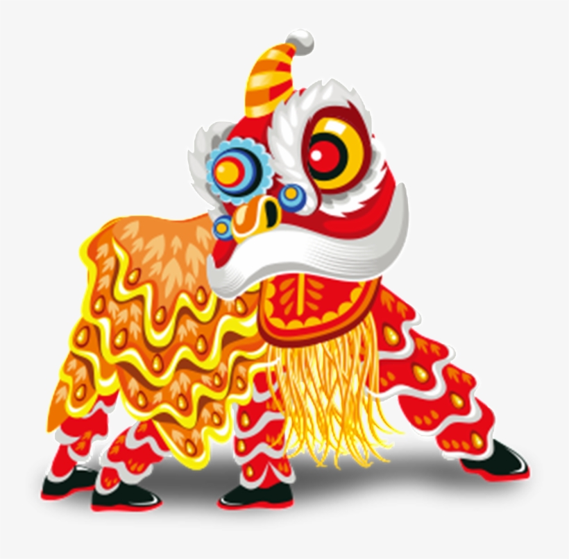 Hand Painted Flat Festive Lion Dance Png - Chinese New Year Lion Png, transparent png download