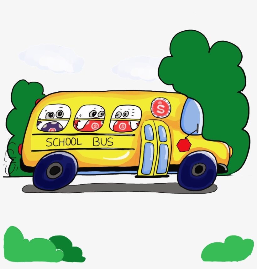 Cartoon School Bus Psd Image - Poster, transparent png download