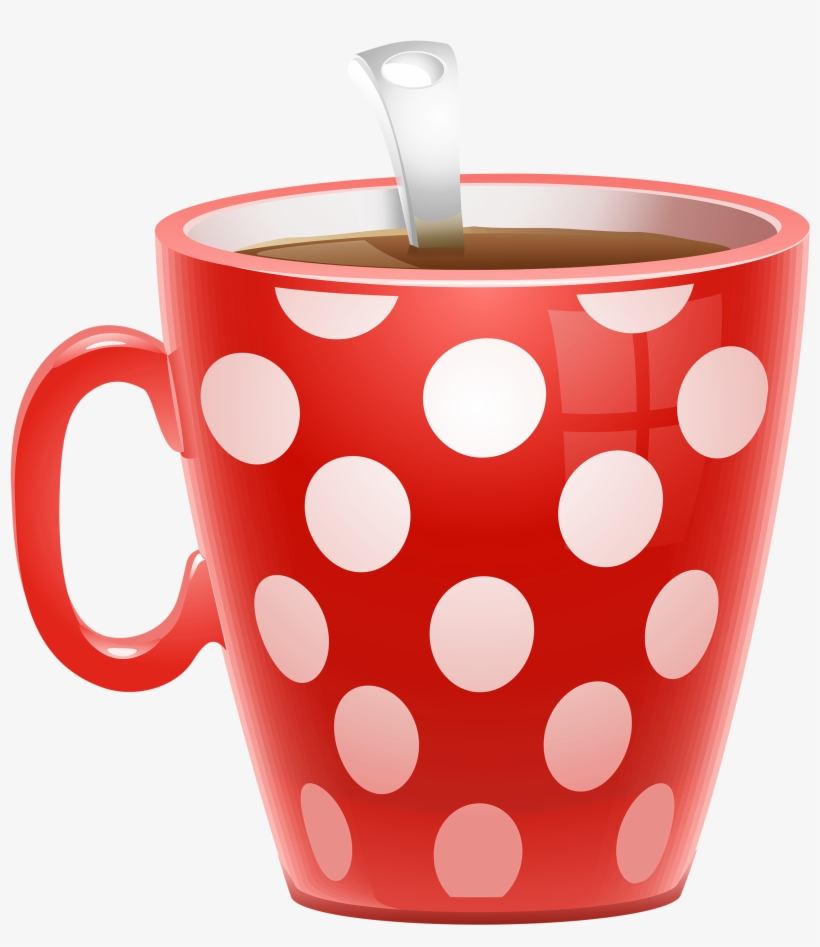 Red Dotted Coffee Cup Png Clipart Picture - Cup Clipart, transparent png download