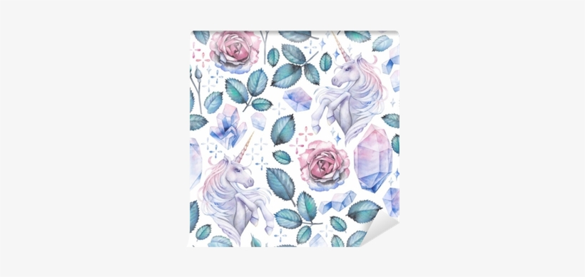 Watercolor Design With Unicorn And Rose Vignette Wall - Lawrence Watt-evans Fantasy Megapack®, transparent png download