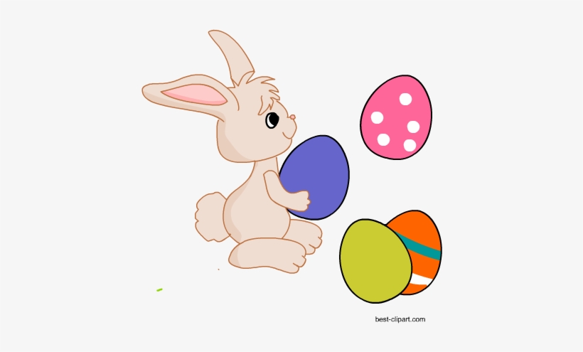 Easter Bunny And Colorful Easter Eggs, Free Clip Art - Easter, transparent png download