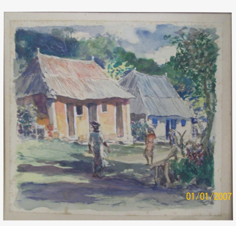 American School Artist Watercolor Titled Brown Walls, - Watercolor Painting, transparent png download