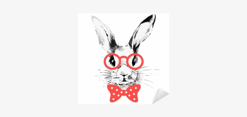 Hand Drawn Watercolor Sketch Portrait Sticker • Pixers® - Hipster Rabbit, transparent png download