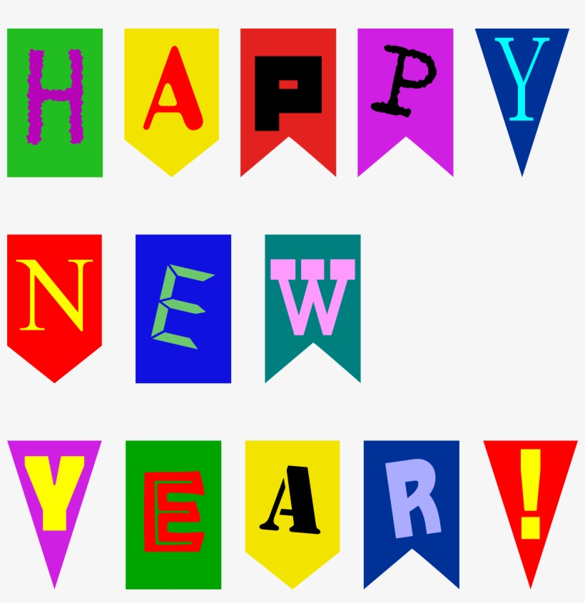 See Here Happy New Year 2018 Clipart Black And White - Happy New Year Letter Banner, transparent png download