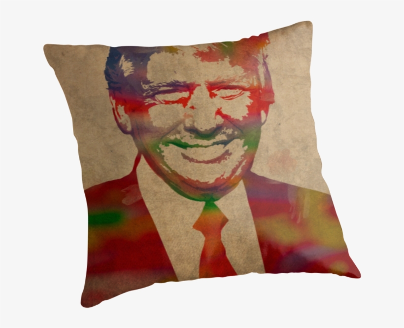 Trump Watercolor - Donald Trump Watercolor Portrait On Distressed Canvas, transparent png download