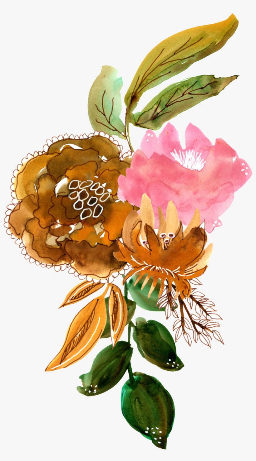 Hand Painted Brown Watercolor Flower Png Transparent - Portable Network Graphics, transparent png download