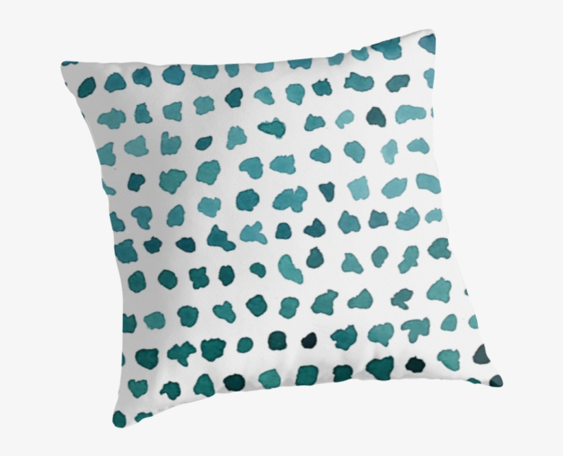 This Is A Watercolor Design Of Green Dots On A White - Cushion, transparent png download