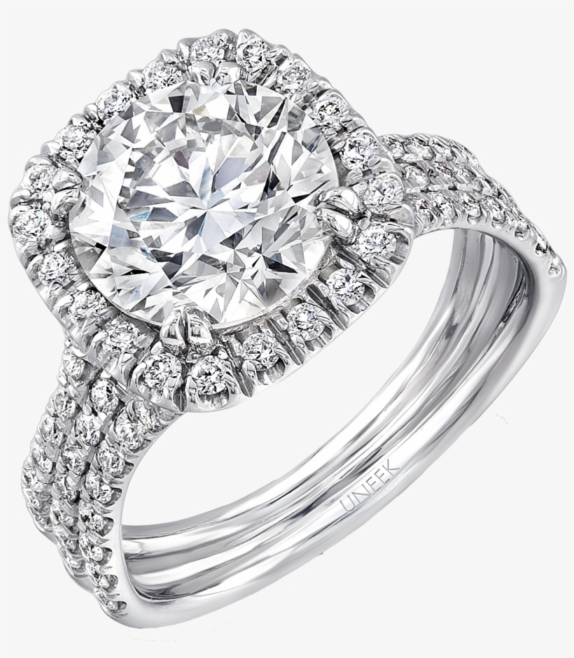 Drawn Diamond Round Cut Diamond - Triple Halo Diamond Engagement Ring, transparent png download