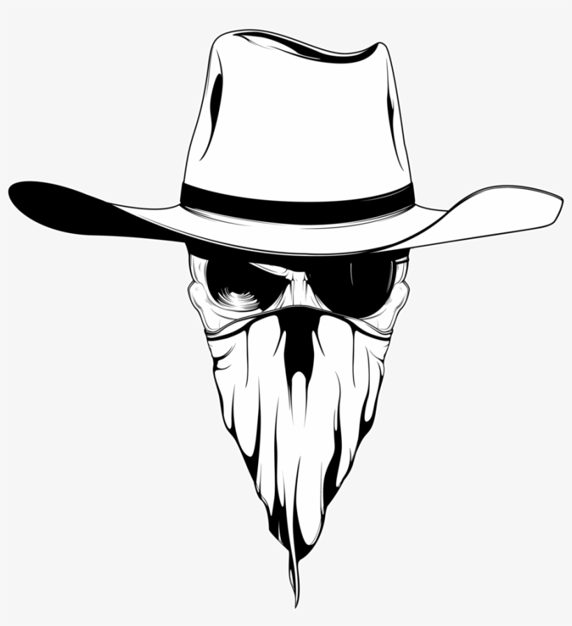 Collection Of Free Bandana Download On Ubisafe - Cowboy Skull Drawing, transparent png download