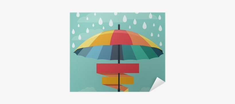 Vector Umbrella And Rain Drops In Rainbow Colors Poster - Rain, transparent png download