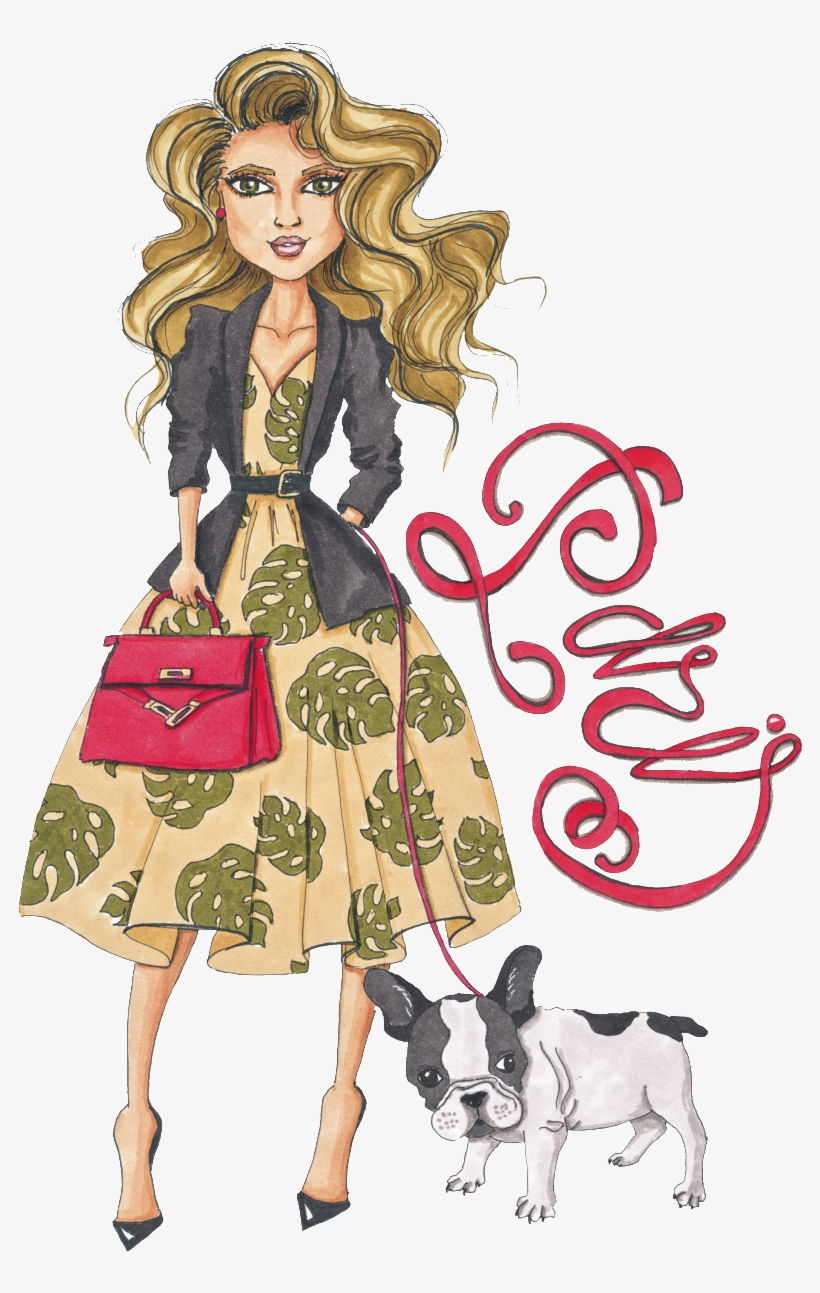 A Lady Walking The Dog Png Transparent Material - Girl With Bulldog Tote Bag, transparent png download
