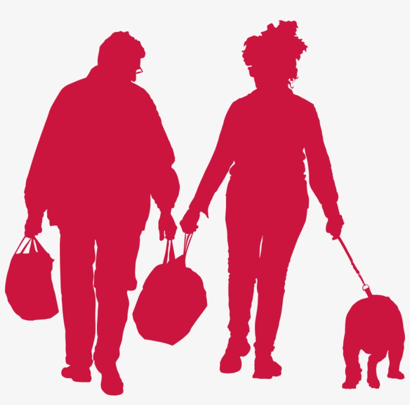 Middle Aged Couple With Dog - Silhouette Market, transparent png download