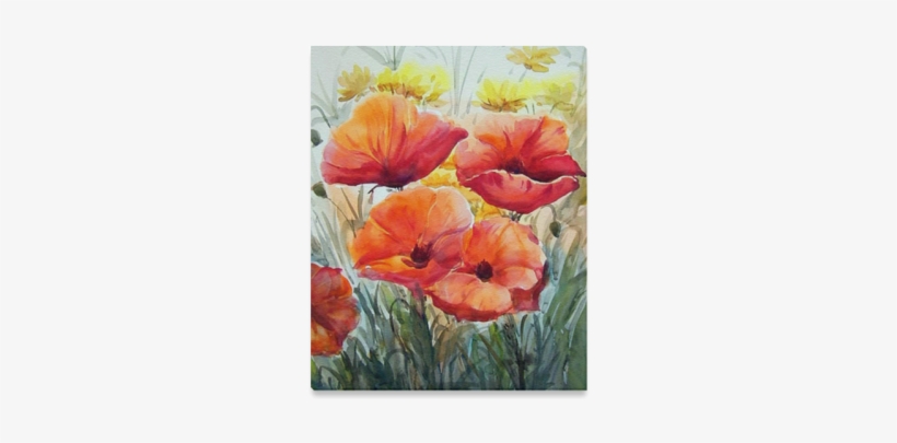 Watercolor Poppies Painting On Paper Canvas Print - Schönheit Der Blumen-mohnblumen, Postkarte, transparent png download