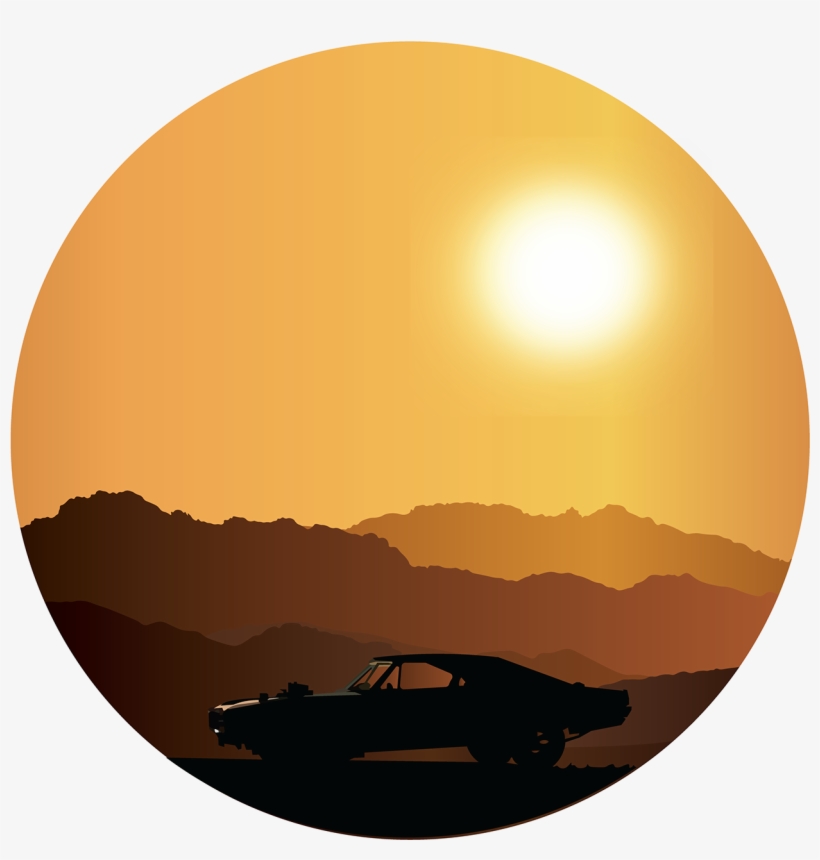 Car In Desert Mountains Made In Illustrator - Desert Mountains, transparent png download