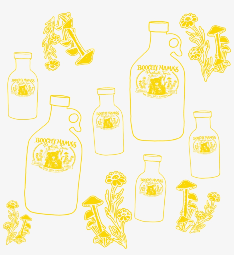 Boochymamabottles-01 - Glass Bottle, transparent png download