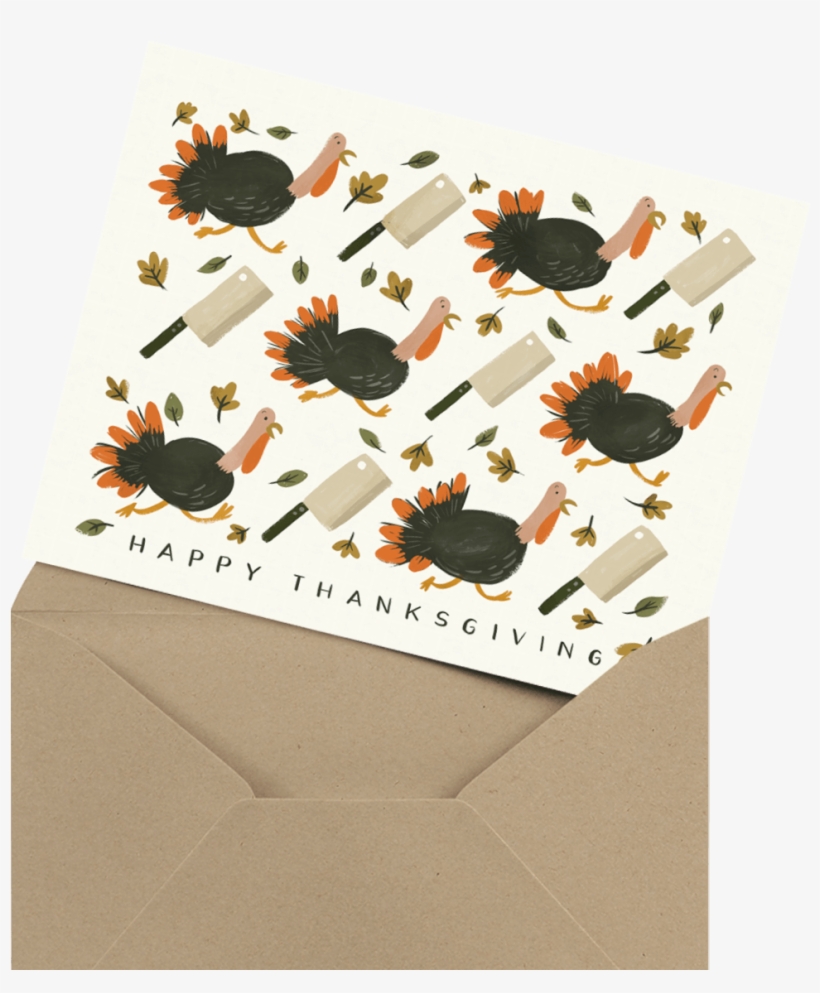 Painted Turkeys Happy Thanksgiving Card In Envelope - Bee, transparent png download