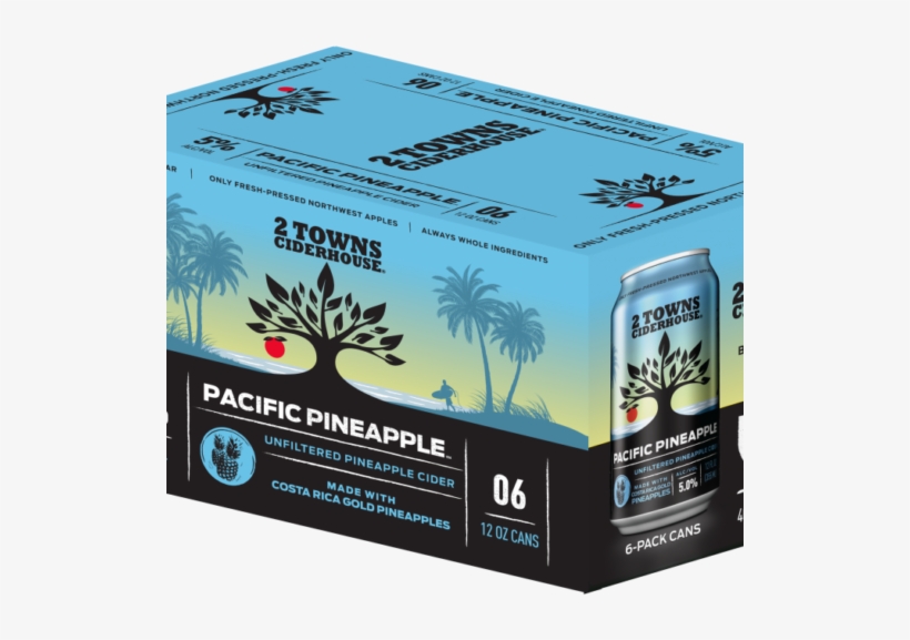 2 Towns Ciderhouse Pacific Pineapple 12oz Can-6pk - Box, transparent png download