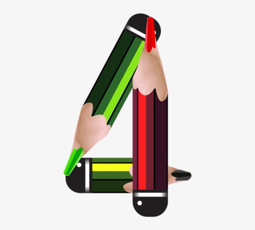 Free Png Download Pencil Number Four Clipart Png Photo - Pencil Numbers Clipart, transparent png download