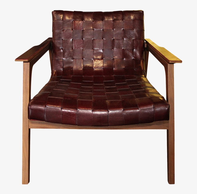 Designlush Rue Braided Leather & Walnut Lounge Chair - Chair, transparent png download