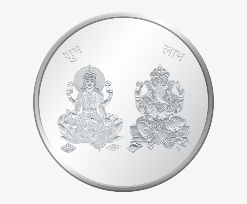 Moah Coin Of Lakshmi Ji & Lord Ganesh, 999 Purity, - Illustration, transparent png download