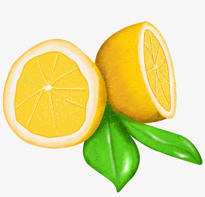 黄色切开的柠檬新鲜水果绿色食品天然健康手绘写实 - Sweet Lemon, transparent png download