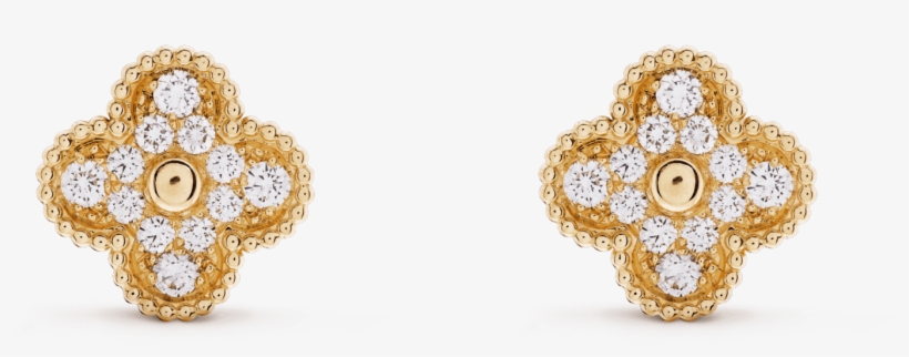Vintage Alhambra Earrings - Van Cleef & Arpels Vintage Alhambra Diamond Gold, transparent png download